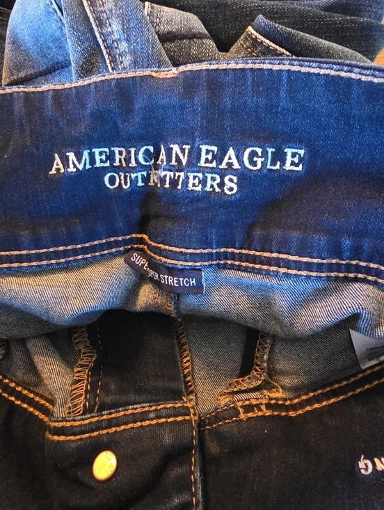 American Eagle High Rise Skinny Jeans Dark Wash 3 Button Stretch 12 - Picture 5 of 6